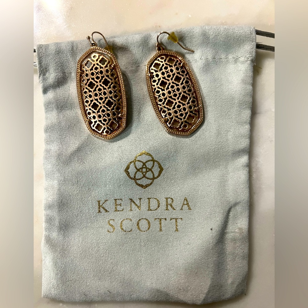 Kendra Scott Rose Gold Filigree Danielle Earrings made in the Color Bar